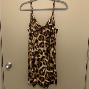 Cheetah Print Cowl Neck Mini Dress